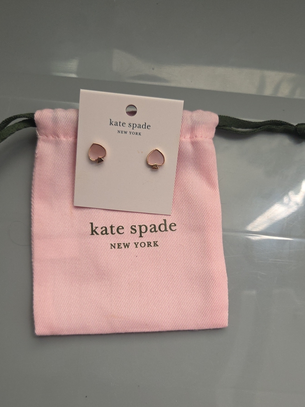 kate spade Pink Heart Enamel Stud Earrings with Gold-Tone Trim